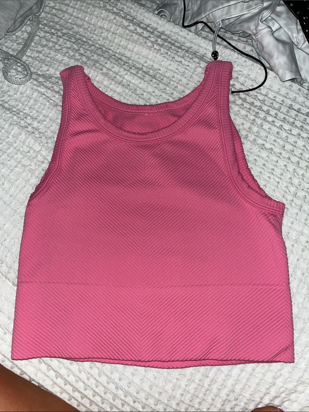Ribbed Pink Cropped Tank Top